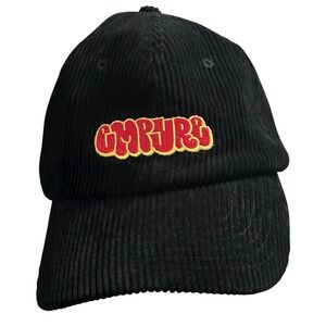 Empyre Mitra Black Corduroy Strapback Hat Cap Adjustable Skate Logo VTG Look